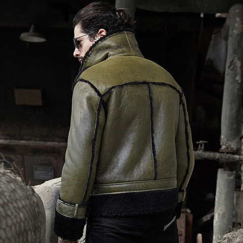 • sheepskin shearling collar detail close up
