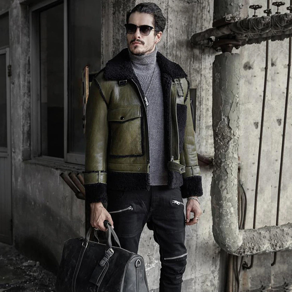 • aviator leather jacket side angle
