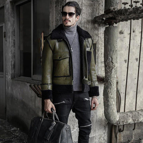 • aviator leather jacket side angle
