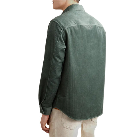 Green full sleeve corduroy jacket for men
