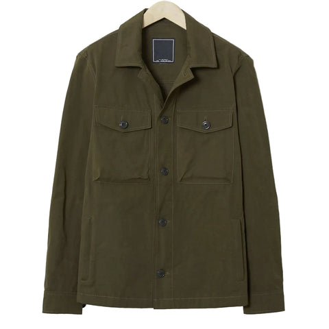 men's green leather shirt leif side angle
