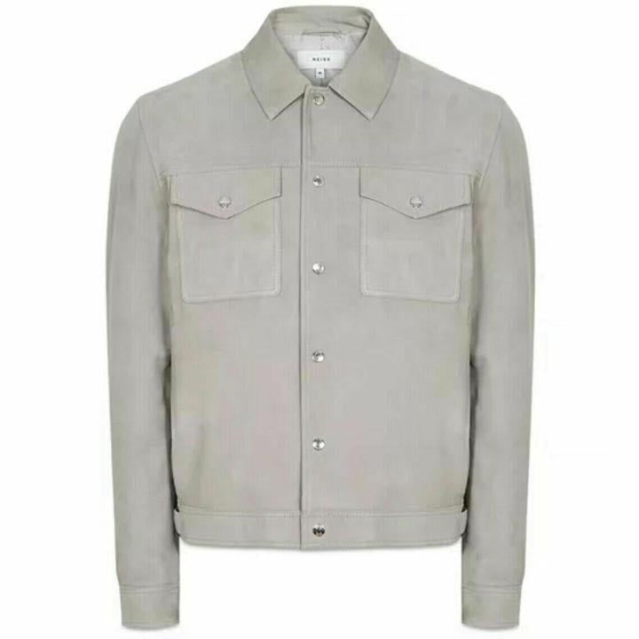 Grey Suede Leather Shirt for Men - AMSEL LEATHERS