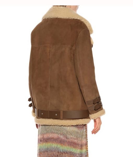 • shearling aviator jacket collar detail close up
