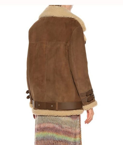 • shearling aviator jacket collar detail close up
