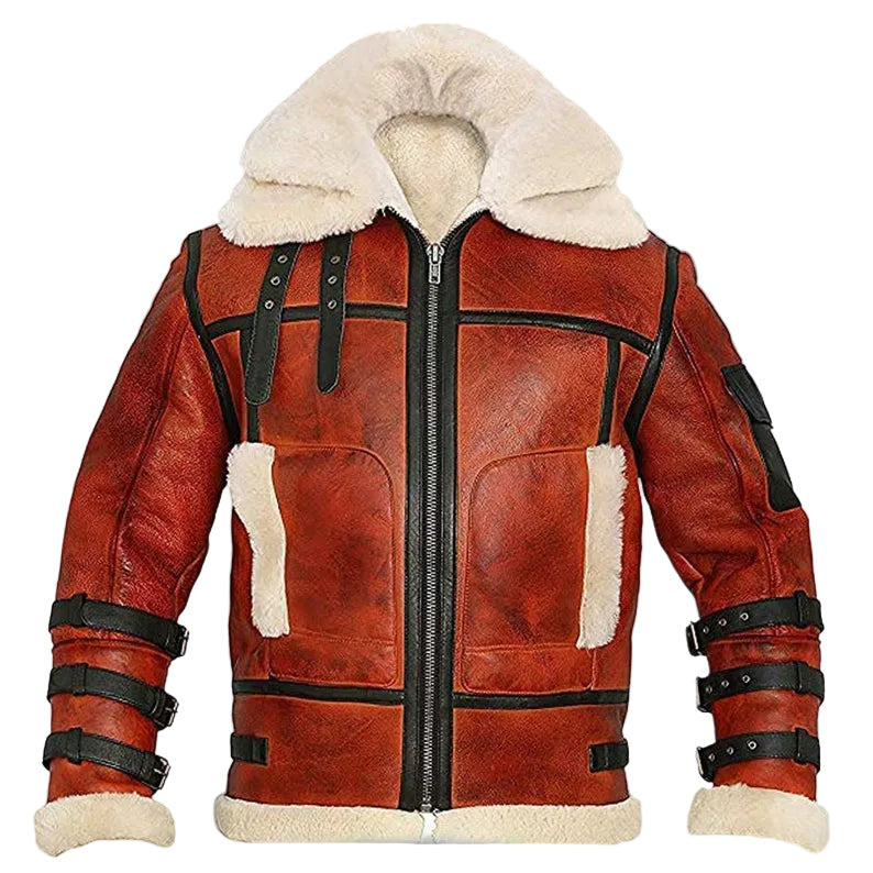 • raf b6 shearling bomber jacket mens brown front view
