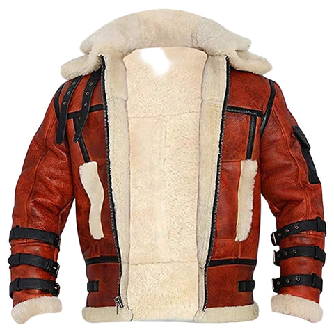 • mens raf b6 sheepskin bomber jacket side angle
