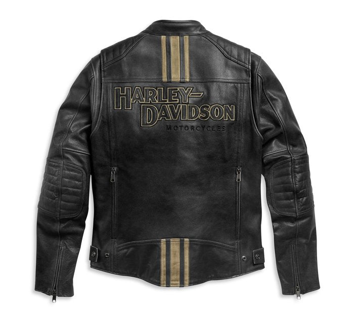 • rugged leather texture detail jacket
