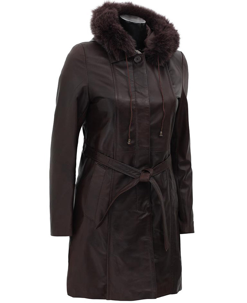 • lambskin leather texture detail brown coat
