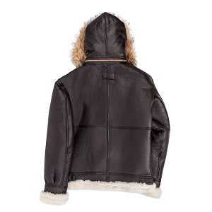 Hooded sheepskin bomber jacket for men
