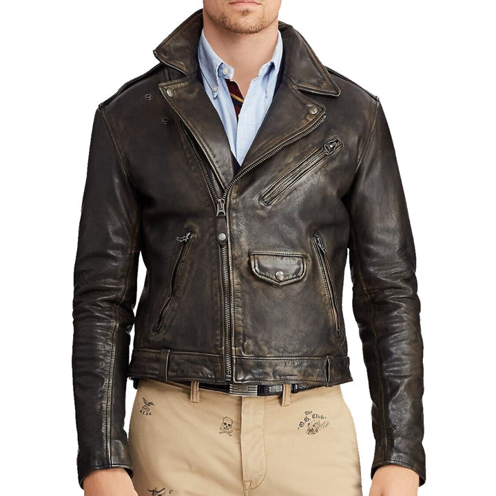 Iconic Men's Cowhide Leather Biker Motorcycle Jacket - AMSEL LEATHERS