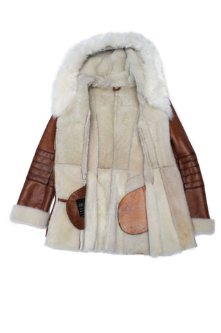 • tan faux shearling coat side angle winter style
