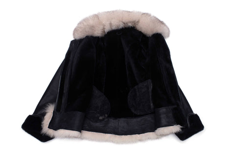 • fox fur collar detail womens jacket
