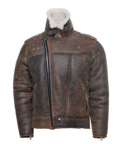 • shearling bomber jacket notch lapel close up
