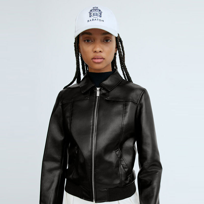 • women sheepskin shearling biker jacket detail
