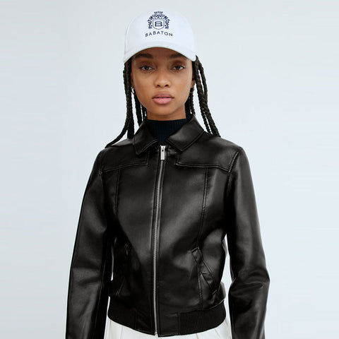 • women sheepskin shearling biker jacket detail
