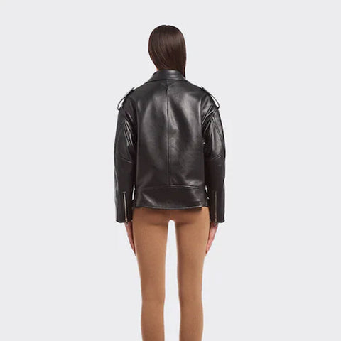 • womens soft leather jacket zipper detail
