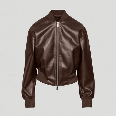 • womens b3 shearling aviator jacket brown front view
