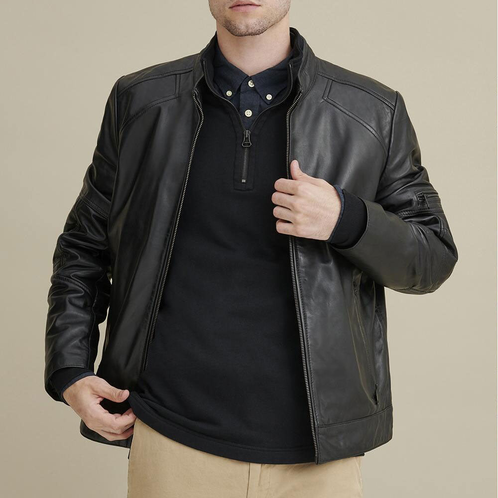 Men’s Black Moto Biker Leather Jacket
