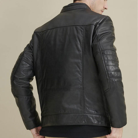 Men’s Black Moto Biker Leather Jacket