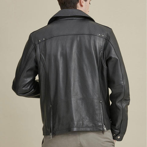 Men’s Black Real Leather Moto Biker Jacket