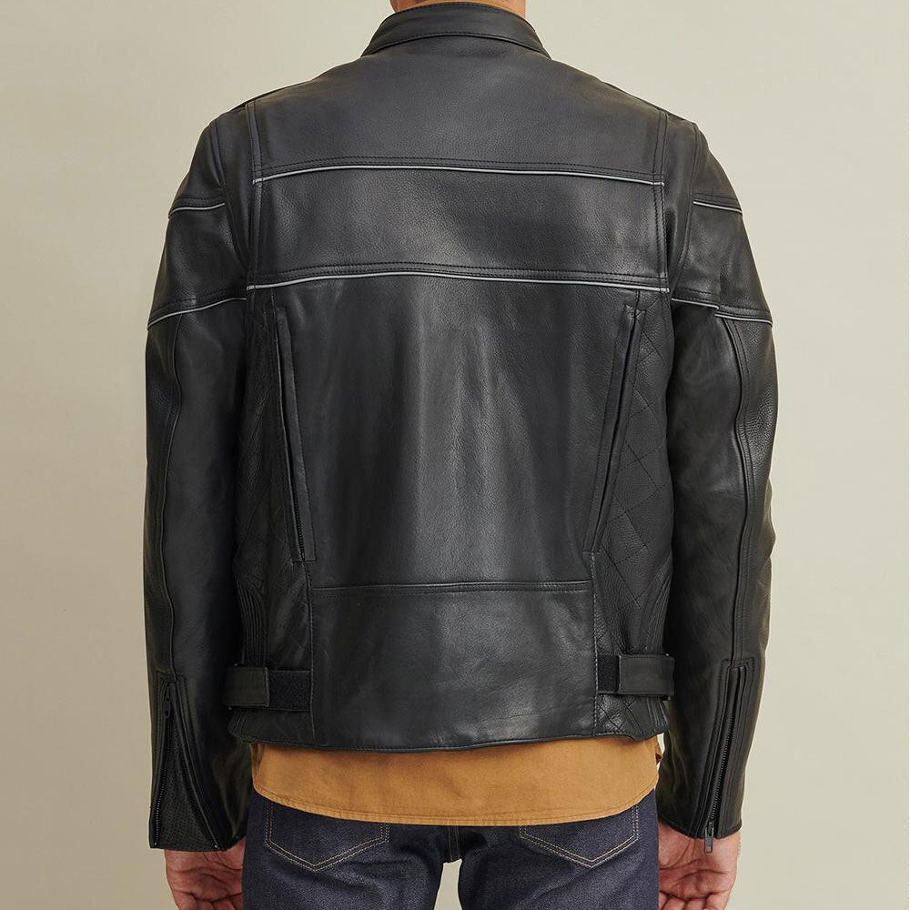 • thinsulate motorcycle jacket detail close up
