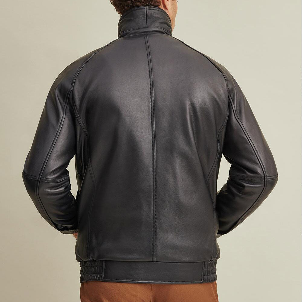 • fold down collar bomber jacket detail close up
