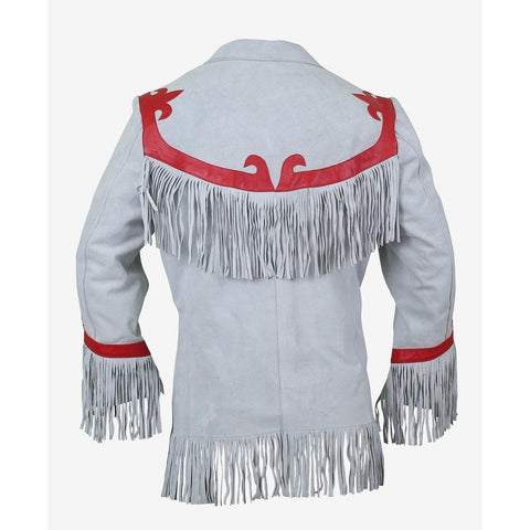 women's black fringe leather leather coat celeste back view