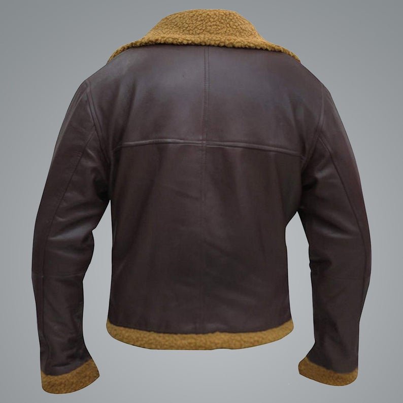 men’s sheepskin leather aviator jacket side angle