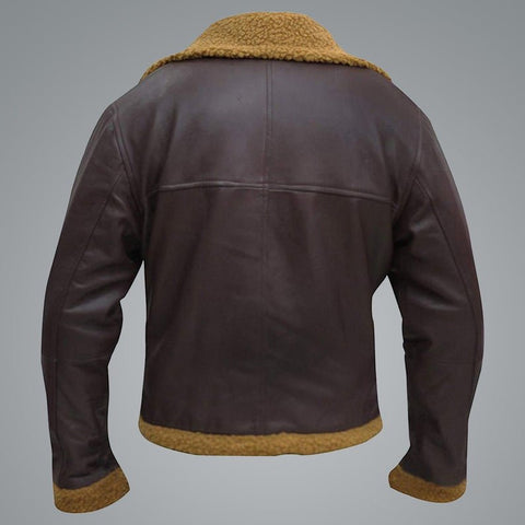 men’s sheepskin leather aviator jacket side angle