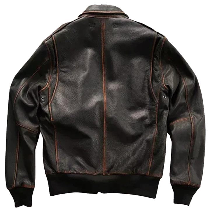 Men Brown Aviator A2 Military Pilot Leather Bomber Jacket - AMSEL LEATHERS