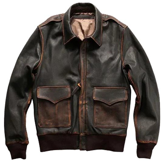 Men Brown Aviator A2 Military Pilot Leather Bomber Jacket - AMSEL LEATHERS