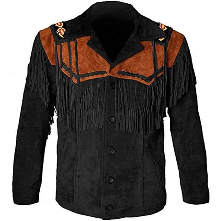 Men's Western Real Suede Leather Cowboy Jacket - AMSEL LEATHERS