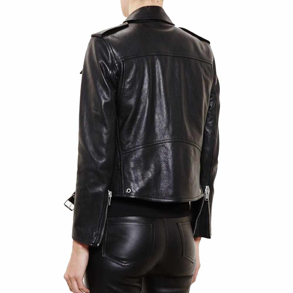 Men Black Leather Studded Brando Motorcycle Leather Jacket - AMSEL LEATHERS