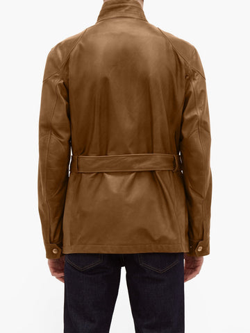 Amsel Garrick Brown Utility Leather Jacket