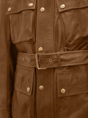 Amsel Garrick Brown Utility Leather Jacket