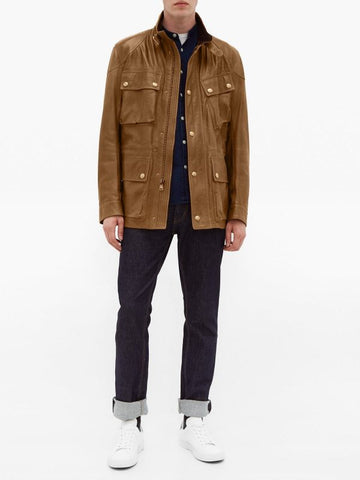Amsel Garrick Brown Utility Leather Jacket