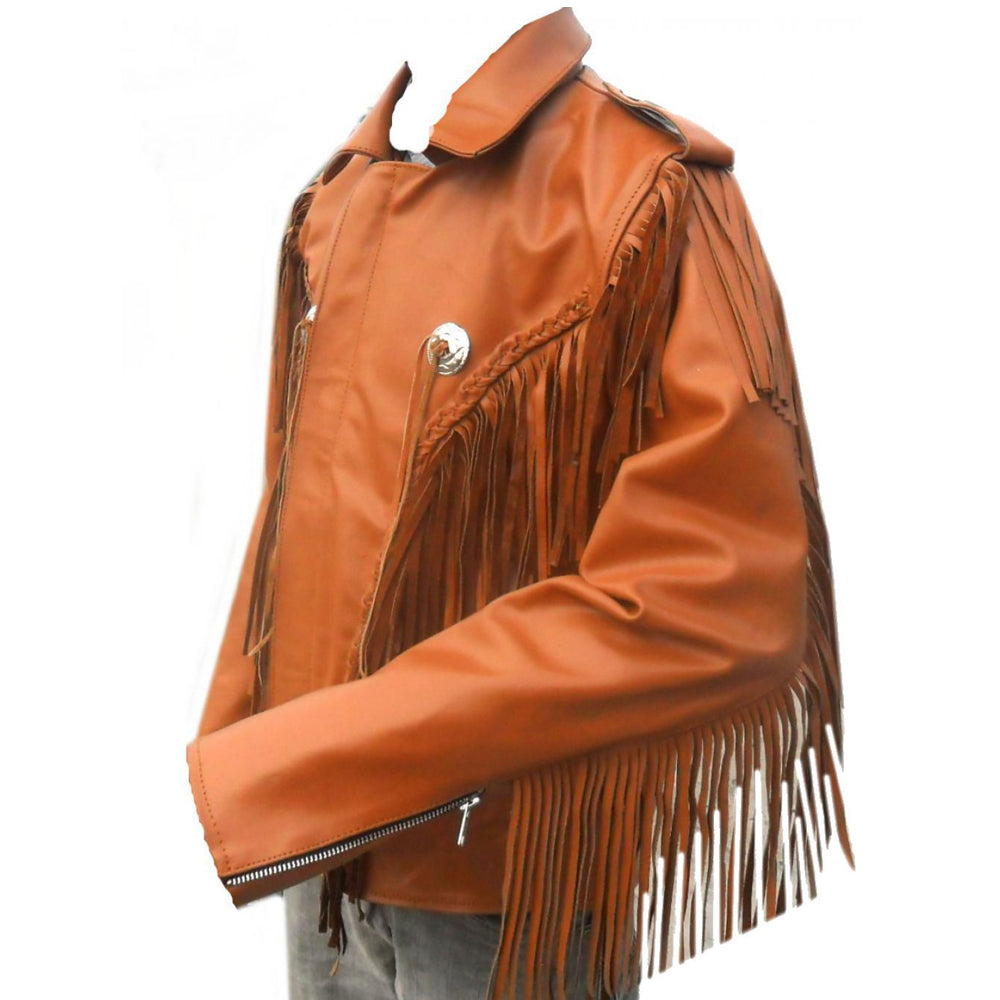 Men Cowboy Western Fringes Leather Jacket - AMSEL LEATHERS