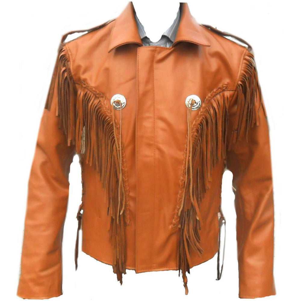 Men Cowboy Western Fringes Leather Jacket - AMSEL LEATHERS