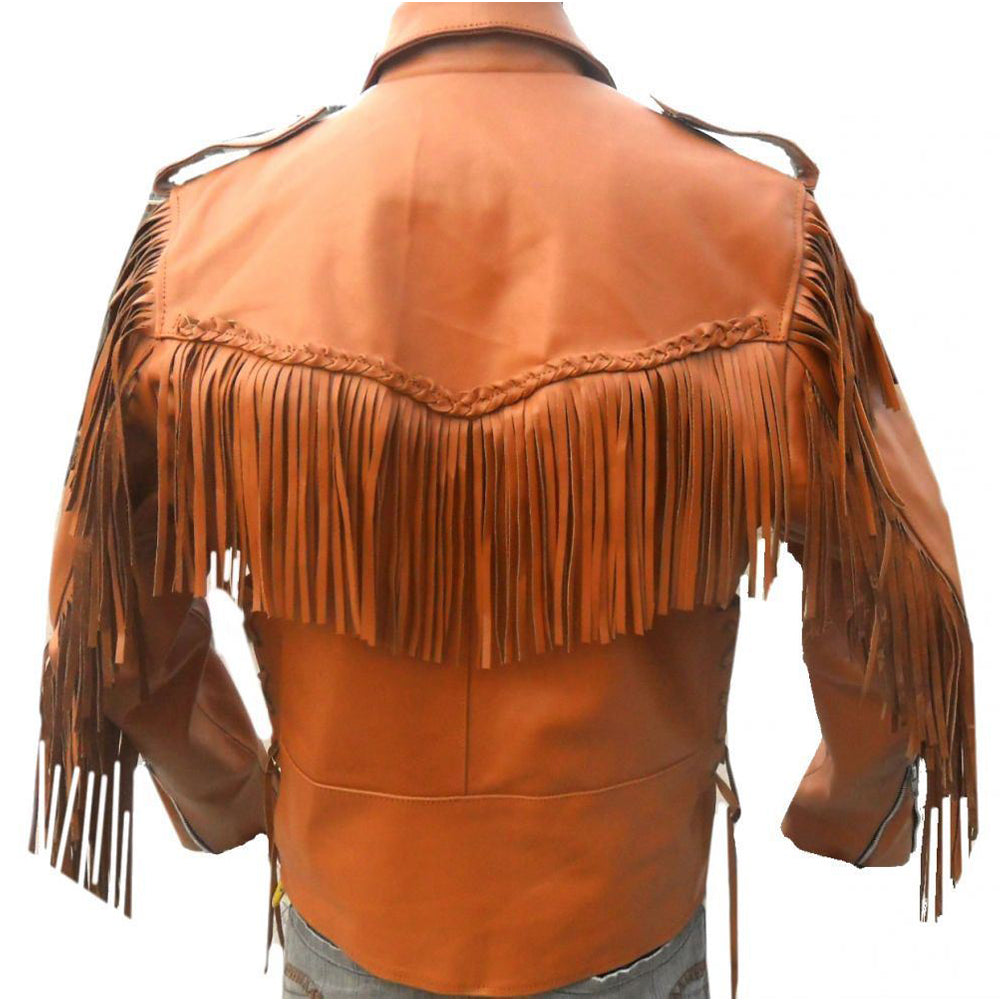 Men Cowboy Western Fringes Leather Jacket - AMSEL LEATHERS