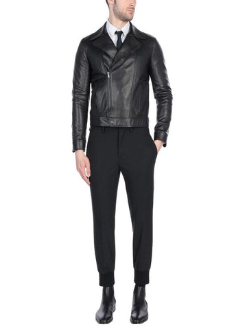 men’s black cowhide leather jacket front view