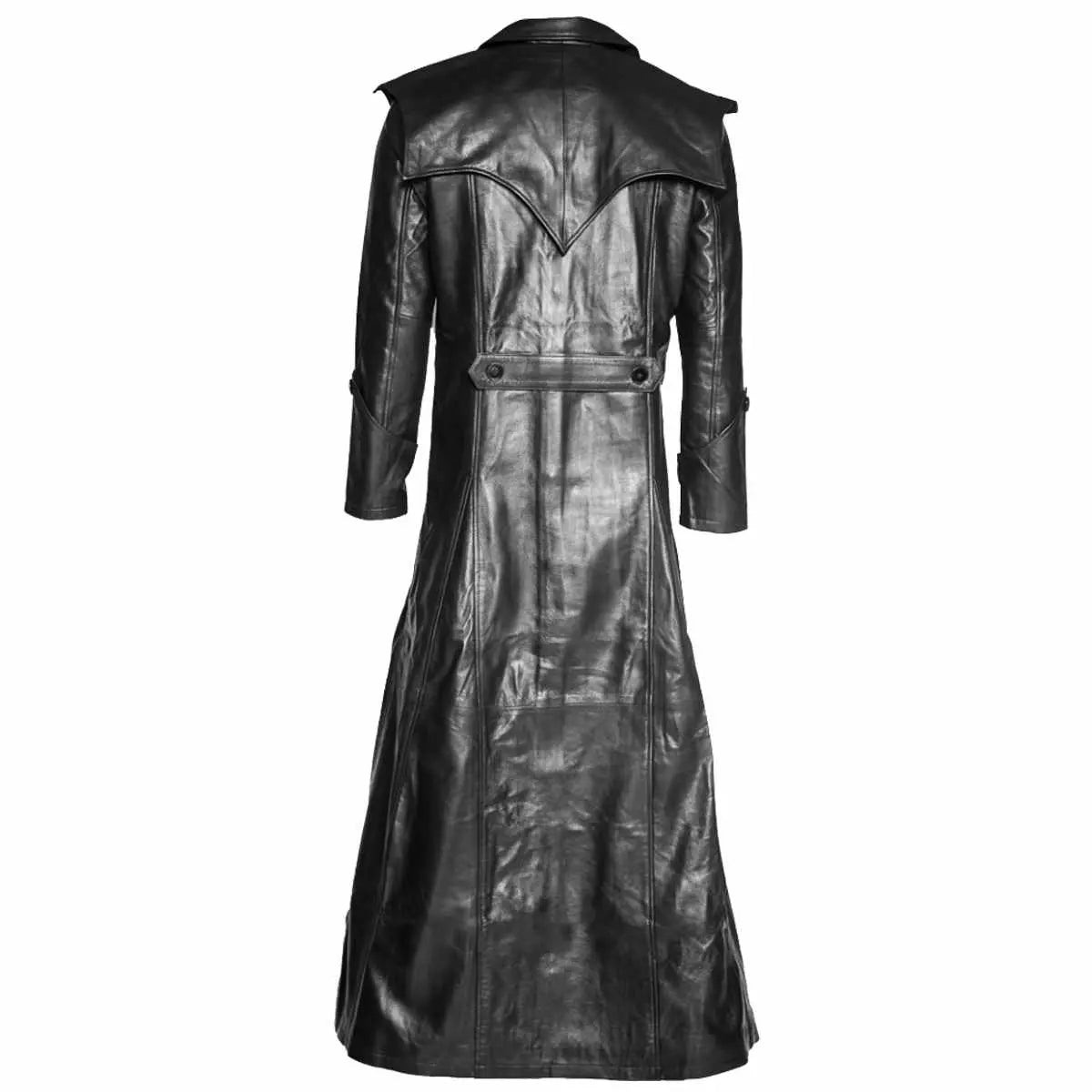 Men Genuine Leather Long Goth Halloween Coat - AMSEL LEATHERS