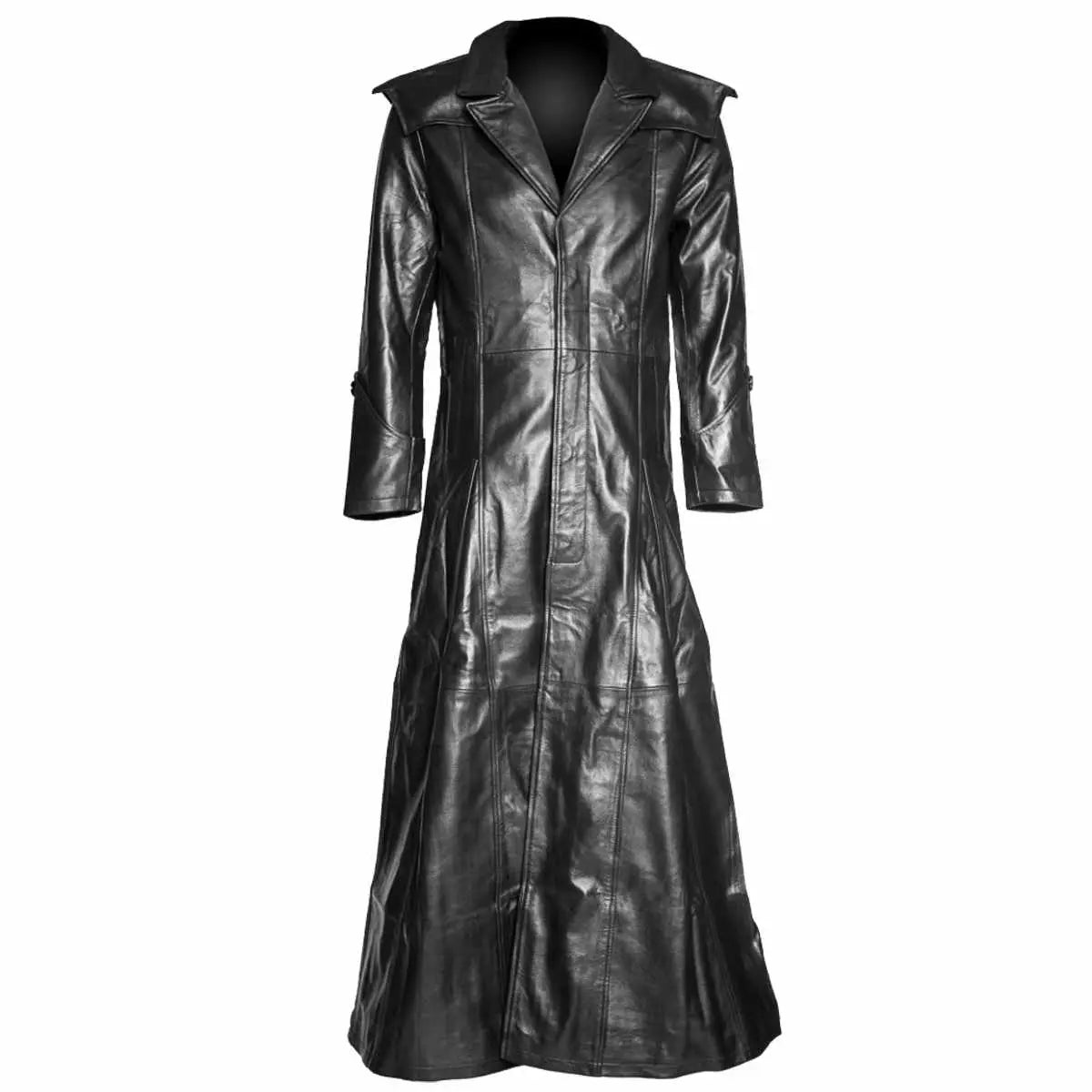 Men Genuine Leather Long Goth Halloween Coat - AMSEL LEATHERS