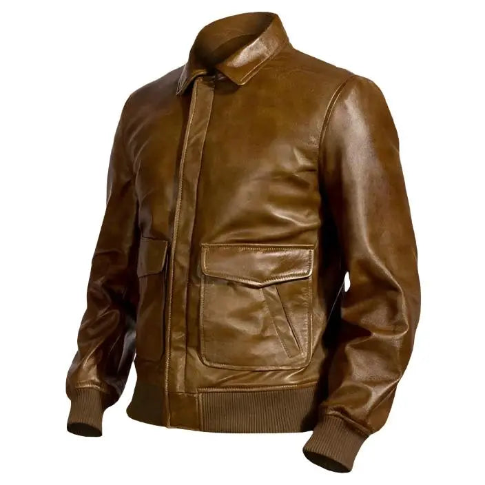 Men Traditional Brown Leather Jacket Amsel Leathers