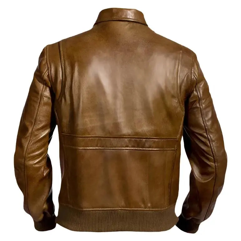 Men Traditional Brown Leather Jacket Amsel Leathers