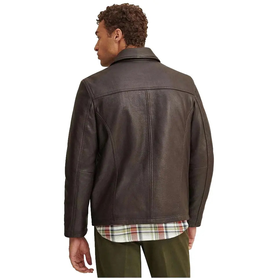 Men's Classic Dark Brown Leather Jacket Amsel Leathers