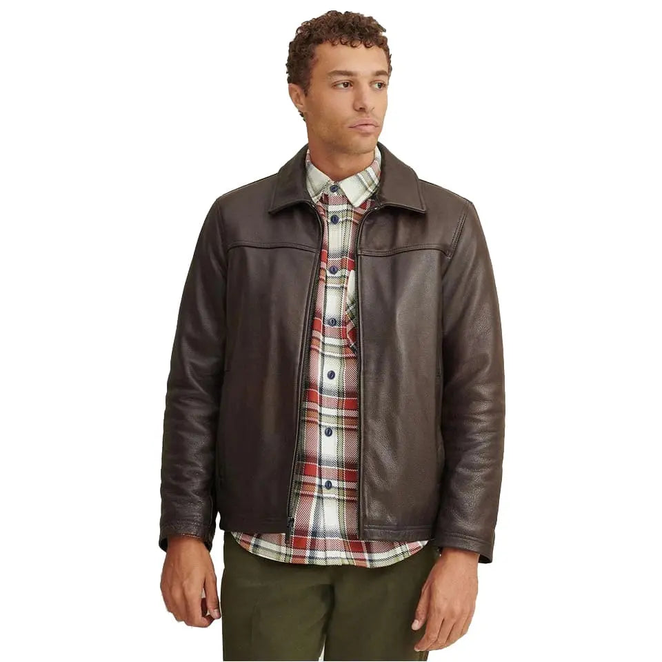 Men's Classic Dark Brown Leather Jacket Amsel Leathers