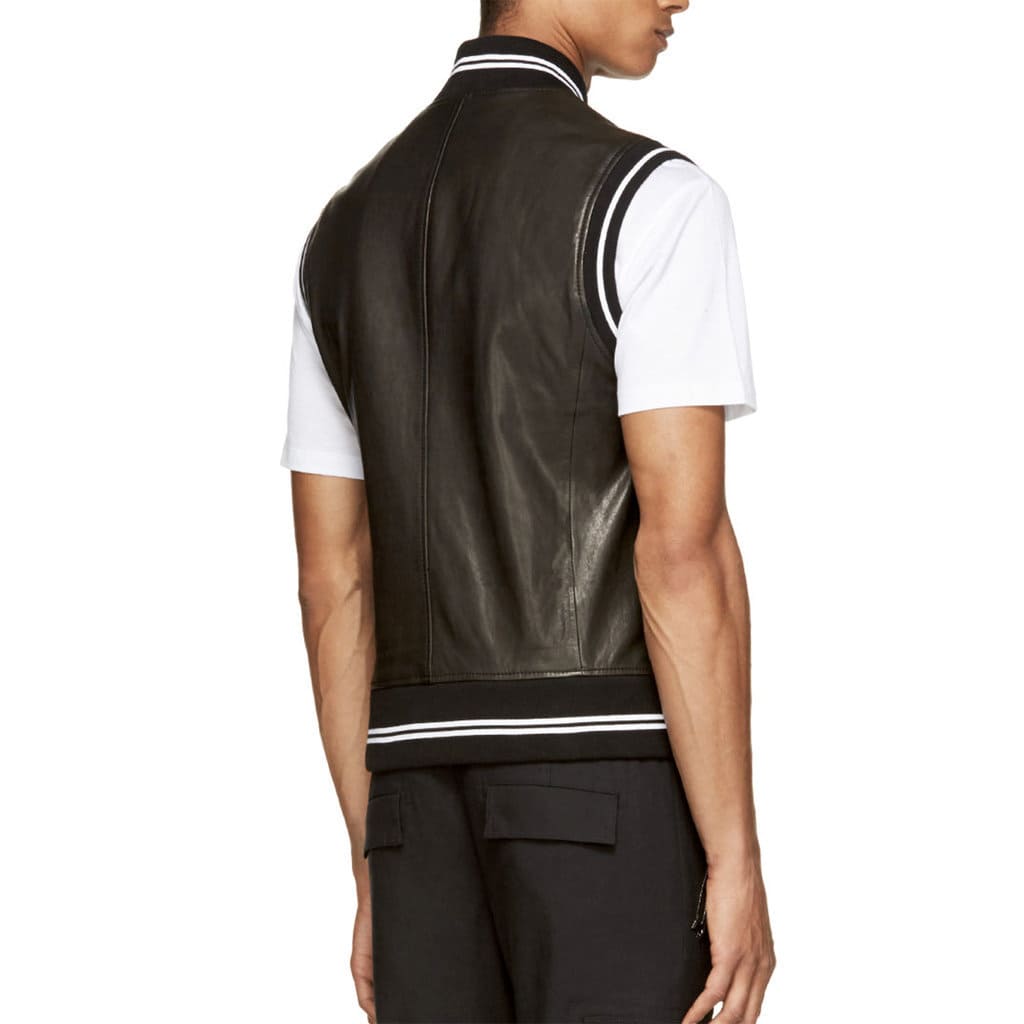 Men's Elegant Style Leather Ribbed Vest - AMSEL LEATHERS