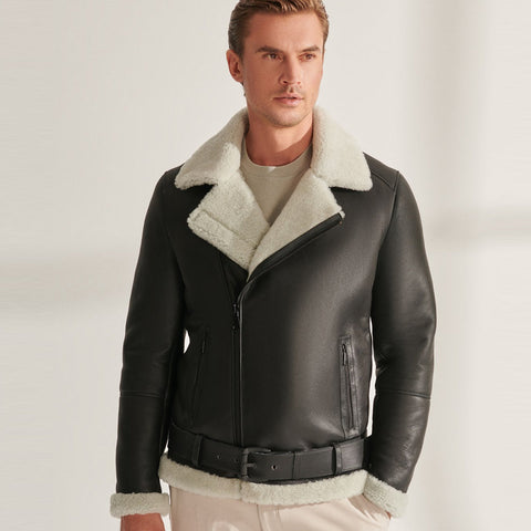 Men’s Black RAF B3 Sheepskin Shearling Aviator Jacket