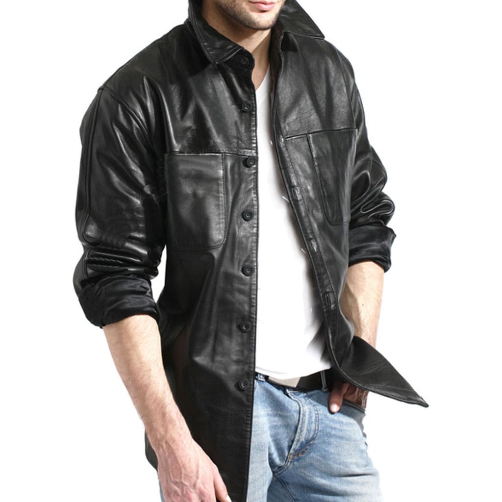 Men's Stylish Leather Shirt - AMSEL LEATHERS