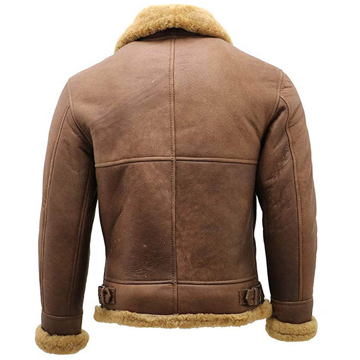 Men's WWII Aviator Brown Shearling Bomber Jacket - AMSEL LEATHERS